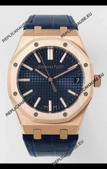 Audemars Piguet Royal Oak 15510OR 41MM Rose Gold Blue Dial Super Clone Replica Watch