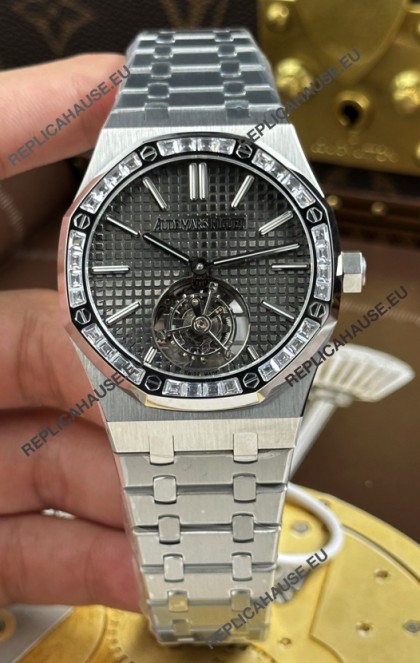 Audemars Piguet Super Clone Royal Oak Flying Tourbillon 41mm Grey Dial Watch 