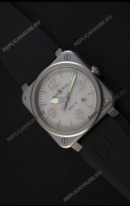 Bell & Ross BR03-92 Horolum Grey Dial Rubber Strap Swiss Replica Watch 1:1 Mirror Replica