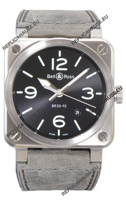 Bell and Ross BR03-92 Grey Dial 904L Steel Swiss Replica Watch 