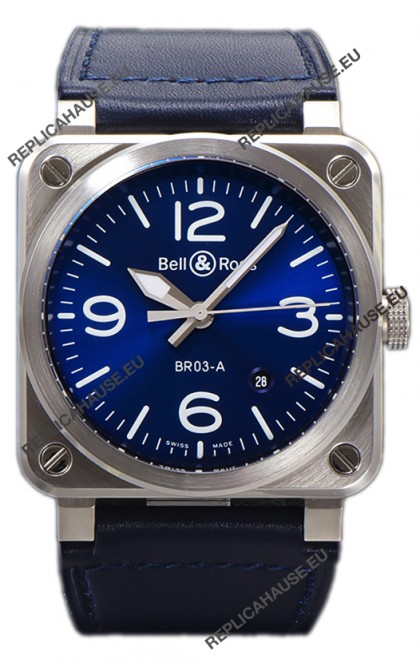 Bell and Ross BR03-A Blue Dial 904L Steel Swiss Replica Watch 
