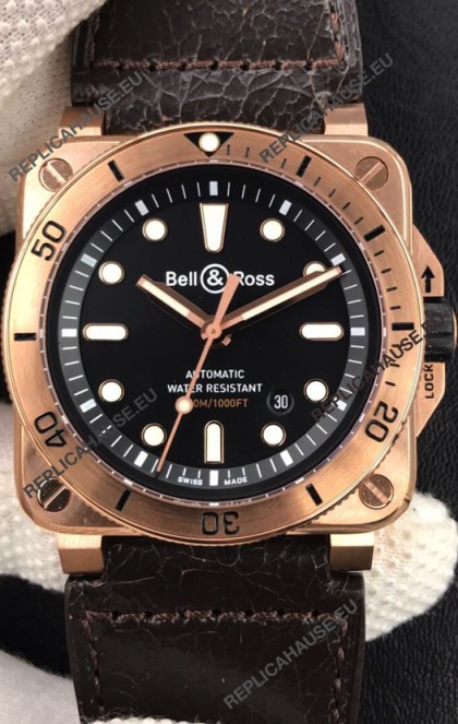 Bell & Ross BR03-92 Diver Rose Gold Black Dial Swiss Replica Watch 1:1 Mirror Replica