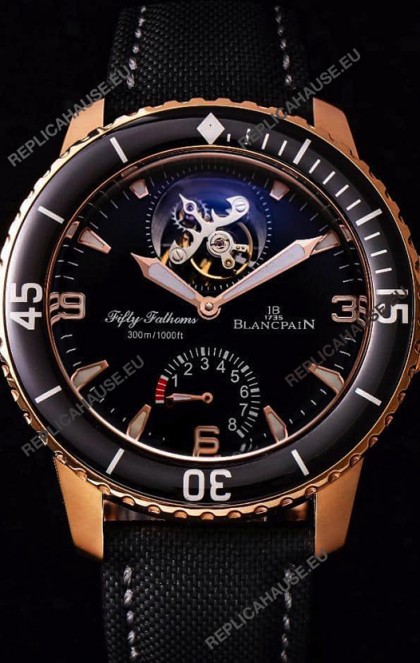 Blancpain Fifty Fathoms Tourbillon 8 Jours 1:1 Mirror Swiss Replica Watch in Rose Gold Casing