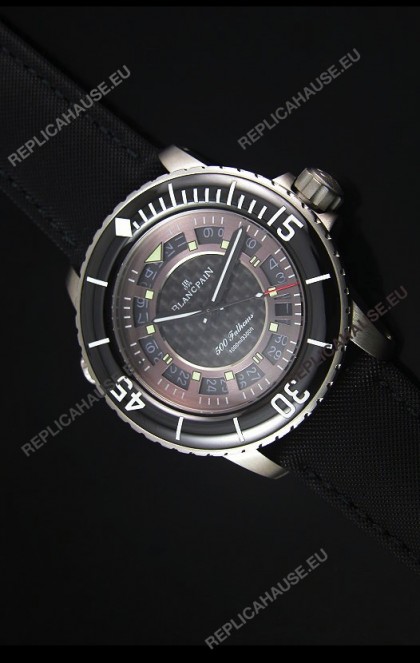 Blancpain 500 Fathoms Swiss Replica Watch in Grey Carbon Dial - 1:1 Mirror Edition