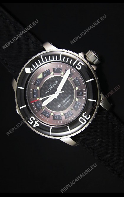 Blancpain 500 Fathoms Swiss Replica Watch in Grey Carbon Dial - 1:1 Mirror Edition