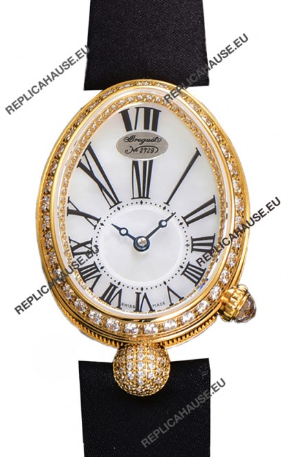 Breguet Reine De Naples Ladies Yellow Gold Black Fabric Swiss 1:1 Edition Replica Watch