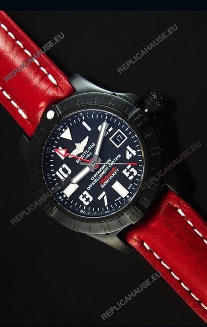 Breitling Chronometre GMT Black Dial Swiss Replica Watch in PVD Casing