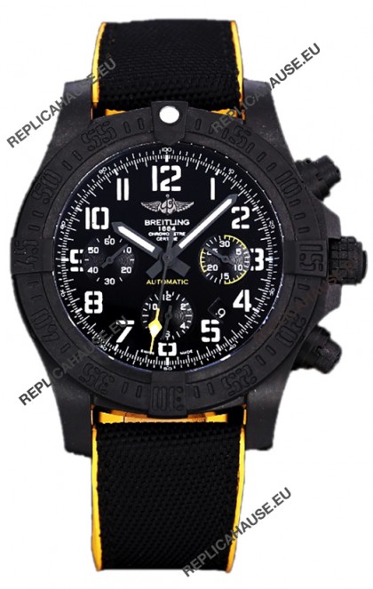 Breitling Avenger Hurricane Chronograph Black Dial Yellow Rimmed Nylon - DLC Coating Swiss Replica Watch