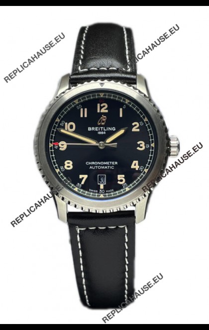 Breitling Navitimer Aviator 8 Automatic 41 Black Dial Brown Strap 1:1 Mirror Swiss Replica Watch 