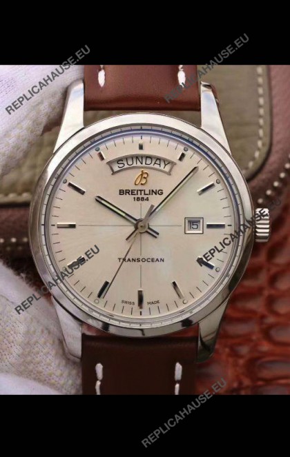 Breitling Transocean Day & Date Swiss Replica Watch in White Dial 1:1 Mirror Edition