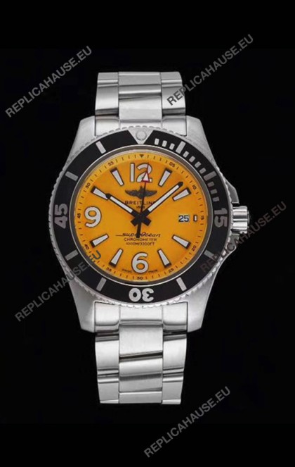 Breitling Superocean Automatic 44 Steel - Yellow Dial 1:1 Mirror Replica
