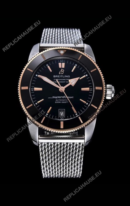 Breitling SuperOcean Heritage II 44MM Black Dial Two Tone 904L Steel 1:1 Mirror Replica