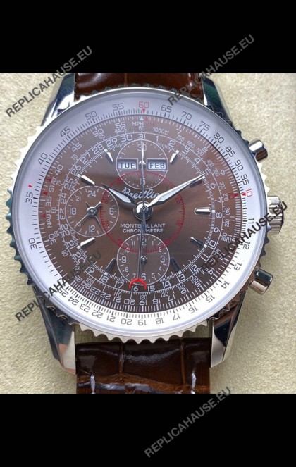Breitling Montbrilliant Superclone Replica Watch in Brown Dial - 904L Steel Case