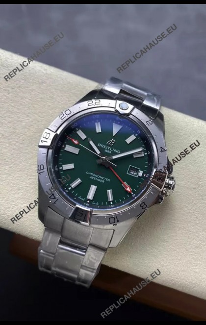 Breitling Avenger GMT Automatic 44 Swiss 1:1 Super Clone Replica Watch - Green Dial 