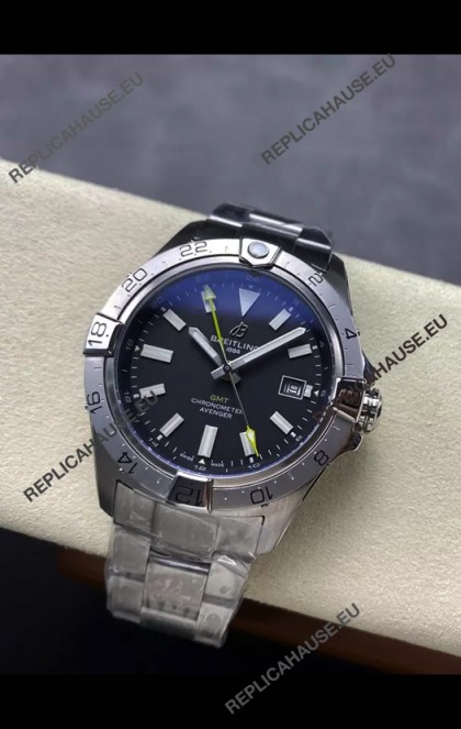 Breitling Avenger GMT Automatic 44 Swiss 1:1 Super Clone Replica Watch - Black Dial 