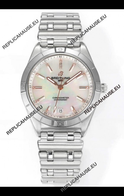 Breitling Chronomat 36MM Stainless Steel Casing 1:1 Mirror Replica Watch Pearl Dial