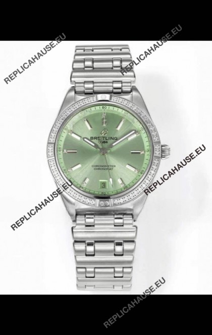 Breitling Chronomat 36MM Stainless Steel Casing 1:1 Mirror Replica Watch Green Dial