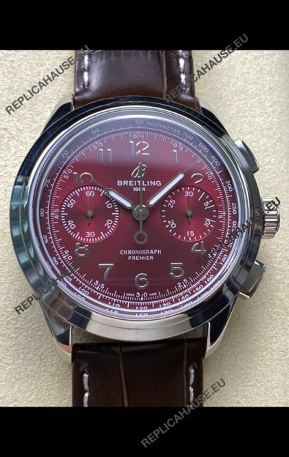 Breitling Premier B01 Chronograph 42 Edition Steel Casing Maroon Dial - 1:1 Mirror Replica Watch