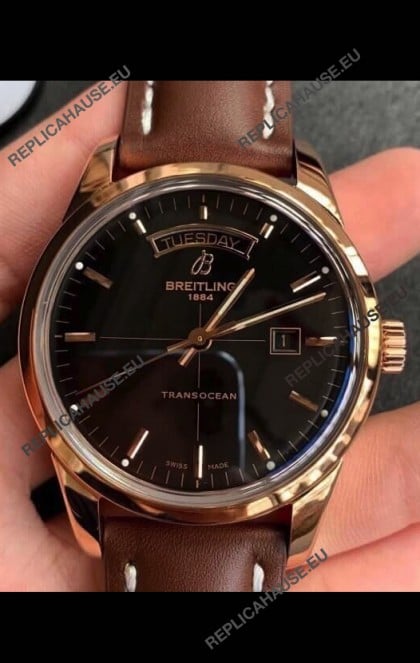 Breitling Transocean Day & Date Swiss Replica Watch in Black Dial 1:1 Mirror Edition