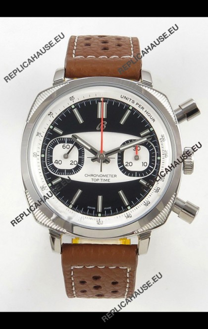 Breitling Top Time Super Clone Chronograph Brown Leather Strap Watch 