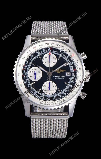 Breitling Navitimer Chronograph 41MM Swiss Replica Watch in 904L Steel Casing - Mesh Steel Strap