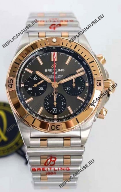 Breitling Chronomat B01 42 Edition Swiss 904L Steel 2 Tone Rose Gold with Grey Dial 1:1 Mirror Replica Watch