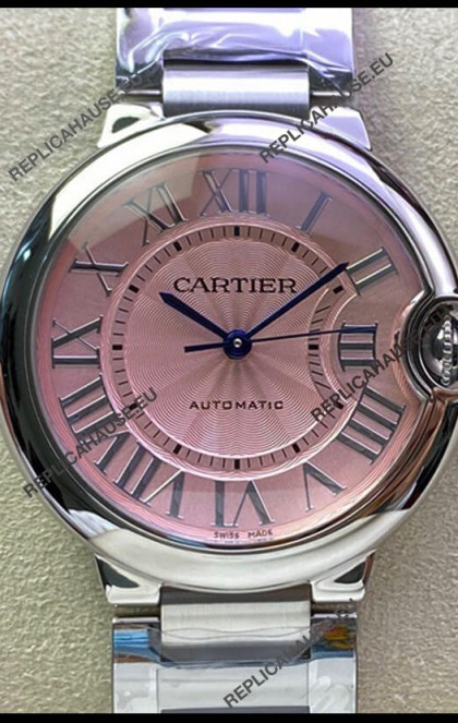 Ballon De Cartier Swiss Automatic 1:1 Mirror Quality 36MM in Stainless Steel Pink Dial