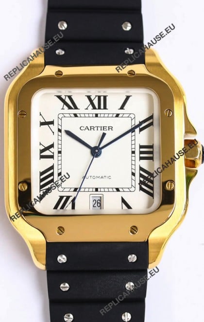 Santos De Cartier Yellow Gold Casing 1:1 Mirror Swiss Replica Watch 40MM