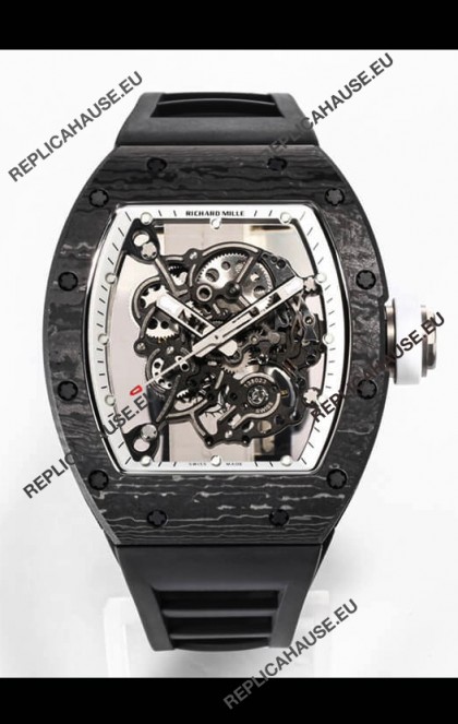 Richard Mille RM055 Black Carbon Casing 1:1 Mirror Replica Watch in Black Strap
