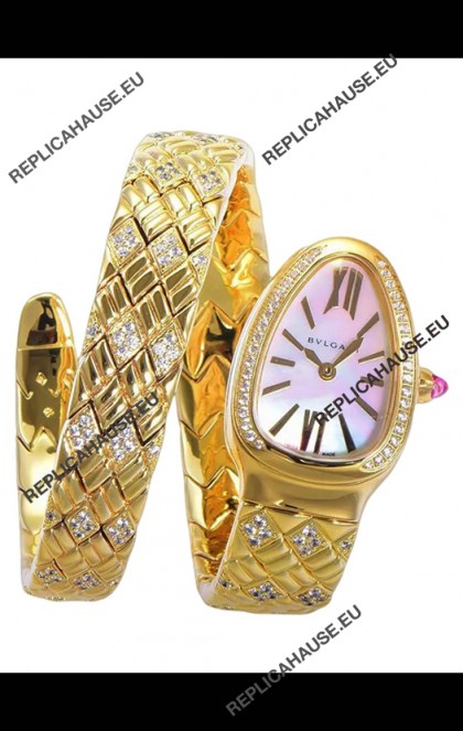 Bvlgari Serpenti Edition Yellow Gold Casing MOP Dial Watch in 1:1 Mirror Quality