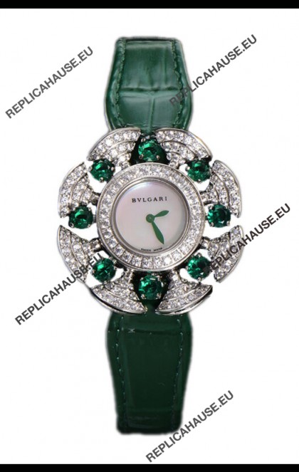 Bvlgari Divas's Dream Edition Watch in Steel Casing - Diamonds Paved Bezel Swiss Replica