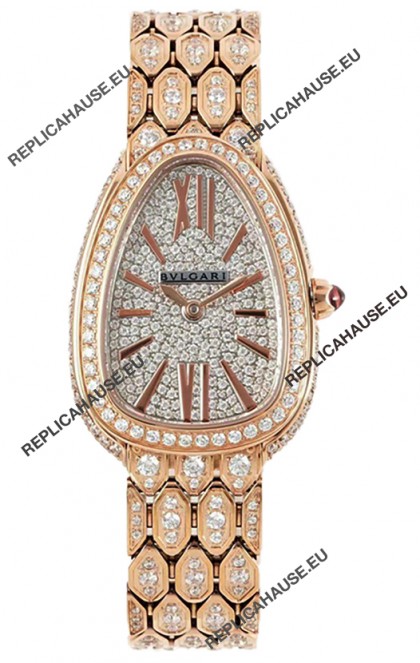 Bvlgari Serpenti Seduttori Edition Watch in Diamonds Paved Yellow Gold Casing - 1:1 Mirror Replica
