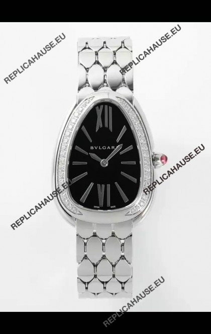 Bvlgari Serpenti Seduttori Edition in Steel Casing Super Clone Watch Black Dial
