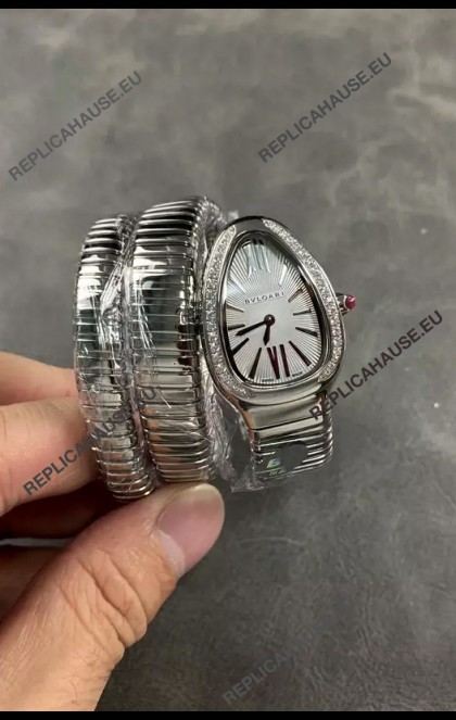 Bvlgari Serpenti Tubogas Double Spiral Stainless Steel Super Clone Replica Watch
