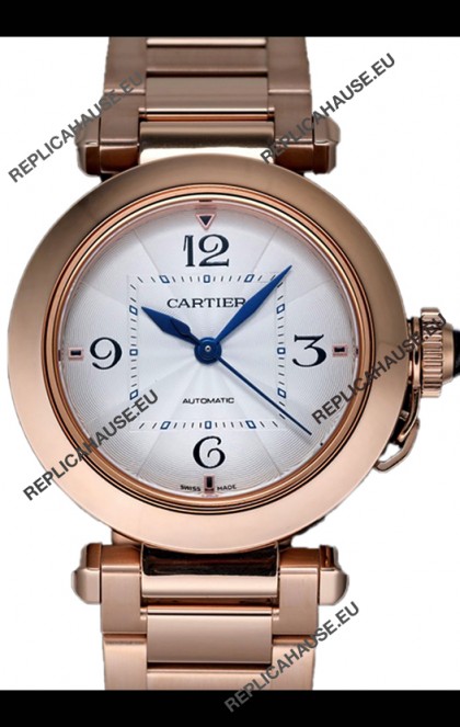 Pasha De Cartier 1:1 Mirror Quality Automatic Swiss Replica Watch 35MM Rose Gold