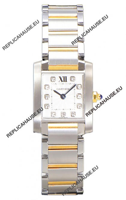 Cartier Tank Francaise Yellow Gold Two Tone Swiss Quartz Replica Watch 25.70MM