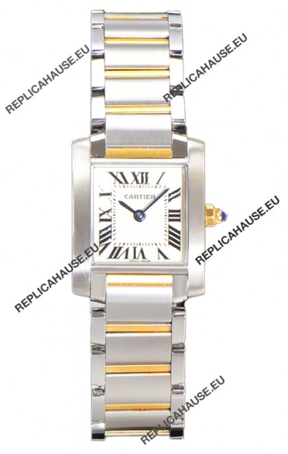 Cartier Tank Francaise Yellow Gold Two Tone Swiss Quartz Replica Watch 25.70MM