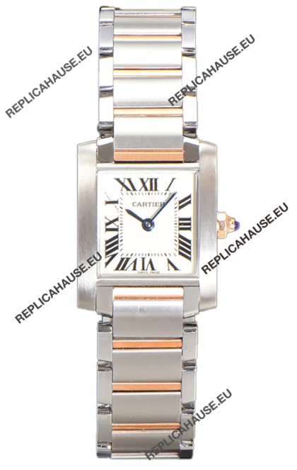 Cartier Tank Francaise Rose Gold Two Tone Swiss Quartz Replica Watch 25.70MM