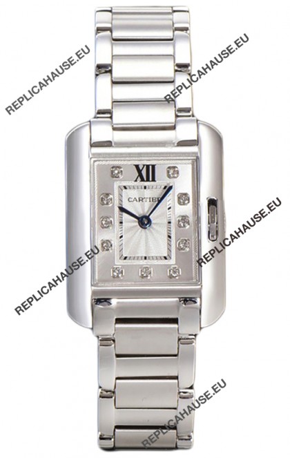 Cartier Tank Anglaise Steel Casing in Steel Strap Swiss Quartz Watch 30MM