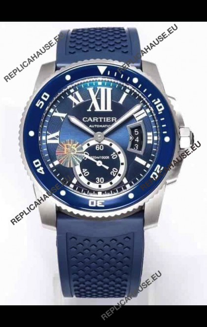 Calibre De Cartier Watch 42MM Blue Dial Steel Case - 1:1 Mirror Replica Watch
