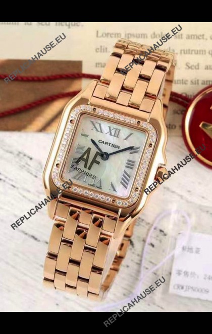 PANTHERE de Cartier Edition 27mm Pearl Dial 1:1 Mirror Swiss Watch Rose Gold Casing