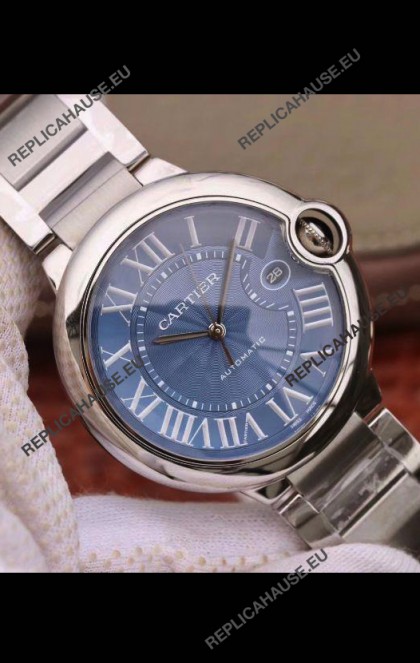 Ballon De Cartier Automatic 1:1 Swiss Mirror Watch in 904L Steel Casing Blue Dial - 42MM