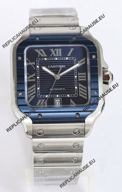 Santos De Cartier 1:1 Blue DLC Bezel Swiss Replica Watch 40MM