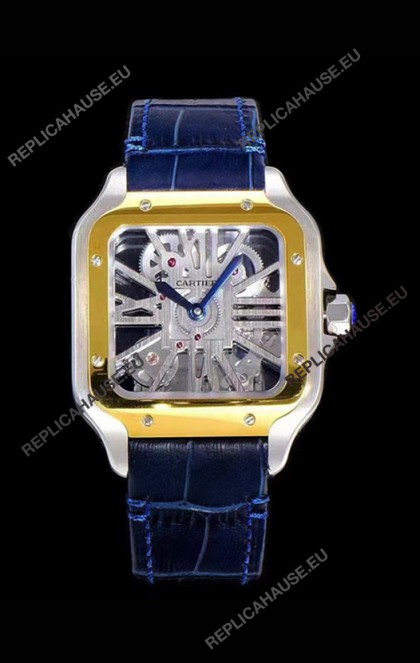 Cartier Santos DUMONT Skeleton Watch in Two Tone Bezel Swiss Replica Watch