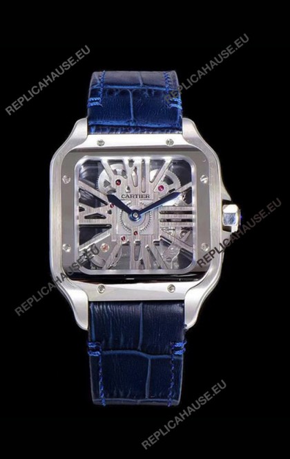 Cartier Santos DUMONT Skeleton Watch in Stainless Steel Swiss Watch 