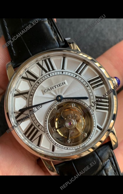 Rotonde De Cartier Flying Tourbillon Swiss Replica Watch in Rose Gold Super Clone Watch