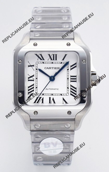 Cartier Santos De Cartier 904L Steel White Dial Super Clone Replica 35MM Watch 