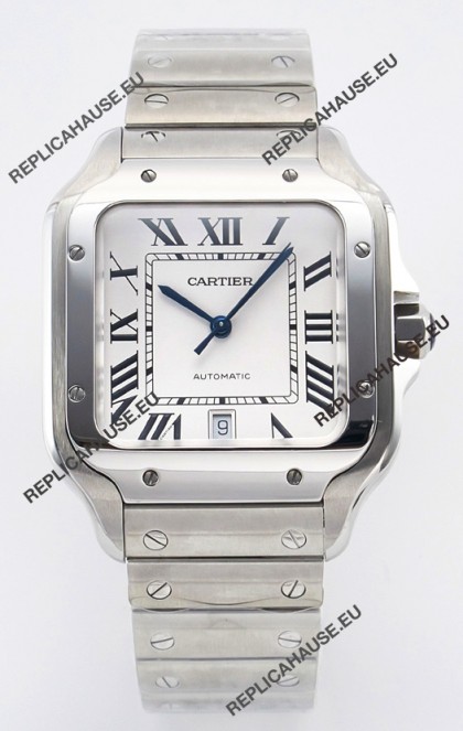 Cartier Santos De Cartier 904L Steel White Dial Super Clone Replica 40MM Watch 