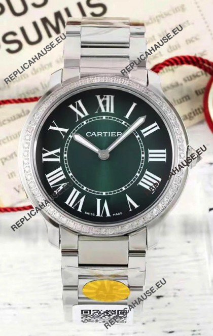 Cartier Ronde Must 36MM Swiss Quartz Green Dial 1:1 Mirror Swiss Replica Watch 