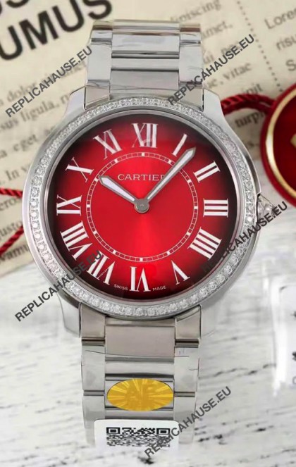 Cartier Ronde Must 36MM Swiss Quartz Red Dial 1:1 Mirror Swiss Replica Watch 